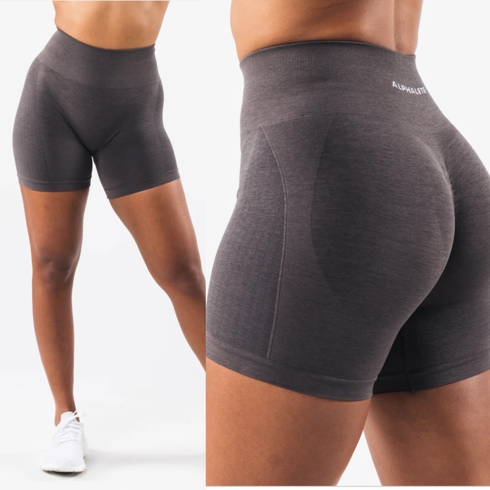 Alphalete Amplify Contour Short 5” Seamless Scrunch Women’s Size Small Pewter - Picture 10 of 12